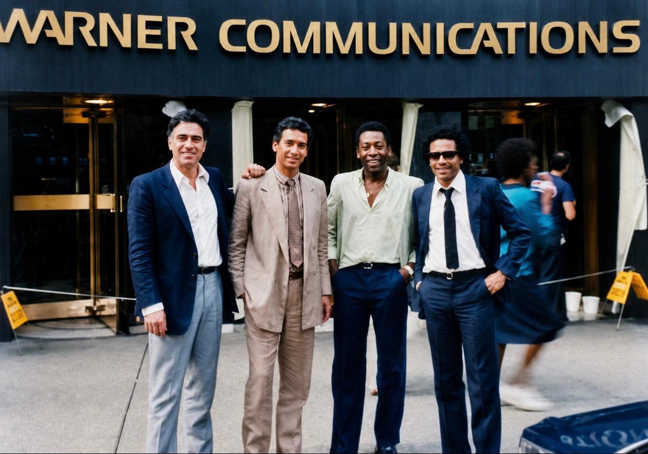 Hélio Viana de Freitas, Pelé e equipe diante da Warner Communications